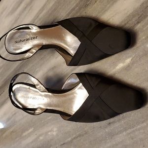 Sling back heel with heel black fabric by Naturalizer size 8
